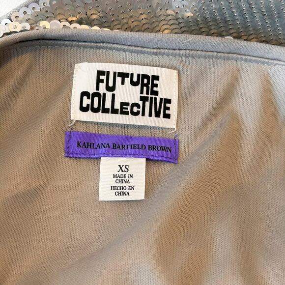 NWOT Sequin Micro Mini Skirt Silver Festival Glam Sexy Bling Office Siren XS y3k - Picture 4 of 8